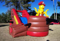 12’ Pirate Ship Dry Slide Features Small Bounce Area & Obstacles Inside Recommended Ages: 3-8