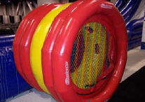 Human Tumble Wheels Rider is securely strapped inside and tumbles as it turns.