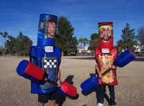 Knight Fight 2 complete fight bodies and 2 joust poles. Heads are attached with Velcro so when you hit your opponent the head flies off.
