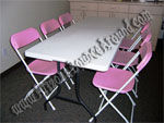 6 Foot Rectangle Table with 6 Pink Chairs $20.47 set