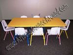 6 Foot Rectangle Adjustable Height Kids Table & 8 Multi Colored Kids Chairs $19.95 set