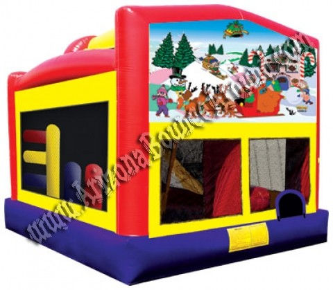 Christmas Bounce House Rental with 14\' Slide, Basketball hoop and Obstacle Course inside