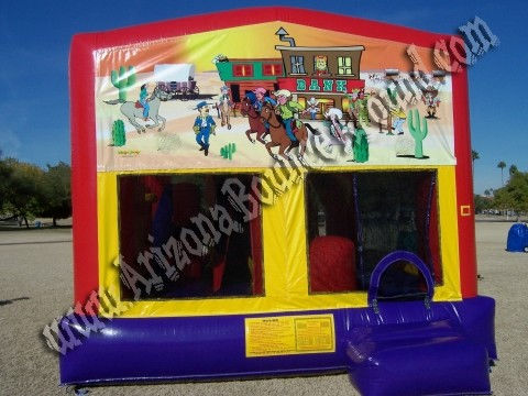 5&1 CYT Western Cowboy Jumper Rental with 14\' Slide, Basketball Hoop and Obstacle Course Inside