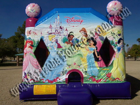 4&1 Disney Princess Jumpy Rental with 14\' Slide and Basketball hoop inside