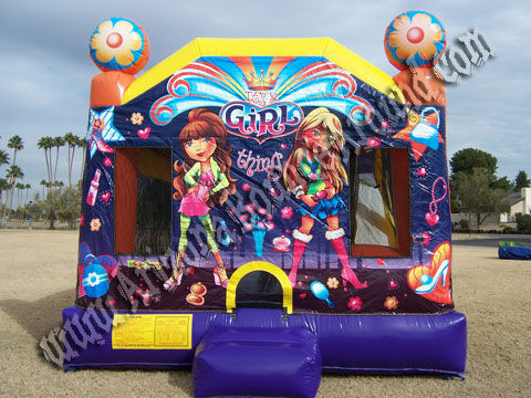4&1 Girl Thing Jumpy Bounce House with 14’ Slide and basketball Hoop Inside