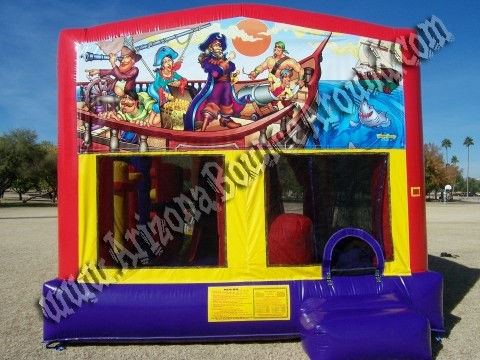 5&1 CYT Pirate Themed Inflatable Bouncy Rental with 14\' Slide, Basketball hoop and Obstacle Course inside