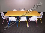 6 Foot Adjustable Height Kids Table & 8 Multi Colored Kids Chair rental